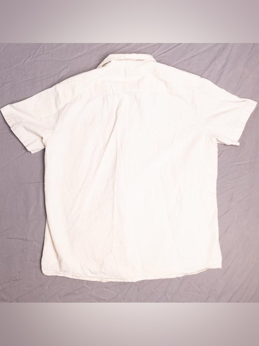 Design In Italy Luxury Mens XL Short Sleeve Shirt Cream Off White Linen Blend - Picture 2 of 7